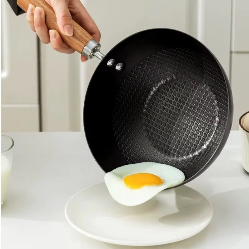 20/24cm Small Wok Household Cast Iron Wok Non-stick Wok Steak Auxiliary Food Pan Gas Stove Induction Cooker Food Frying Kitchen