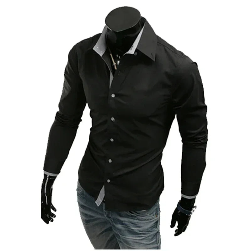 Summer Shirts for Men 2024 CasualLong Sleeved Shirts Business Slim Fit Male Black White Social Shirts Camisa Masculina Tops