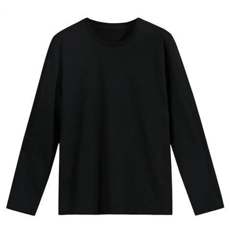 Inner Layer Xinjiang Cotton Long Sleeve T-shirt Men's White Black Monochrome Base Layer Top Layered Autumn Clothes