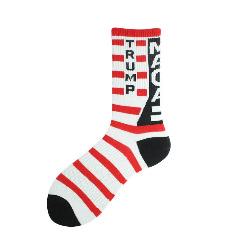 Funny Men President Donald Trump Socks Let's Go Brandon Novelty Cotton Men Meias Crew Hot Hip Hop Sokken American USA Jacquard