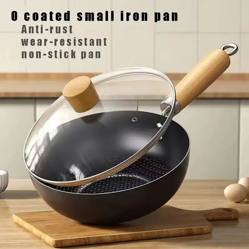 20/24cm Small Wok Household Cast Iron Wok Non-stick Wok Steak Auxiliary Food Pan Gas Stove Induction Cooker Food Frying Kitchen