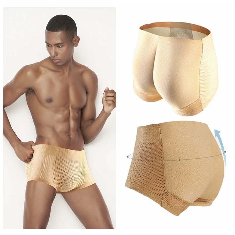 Jockmail Sexy Men Padded Underwear Boxer Briefs Buttocks Lifter Enlarge Butt Push Up Underpants Cuecas Gay Male Panties Fake Ass