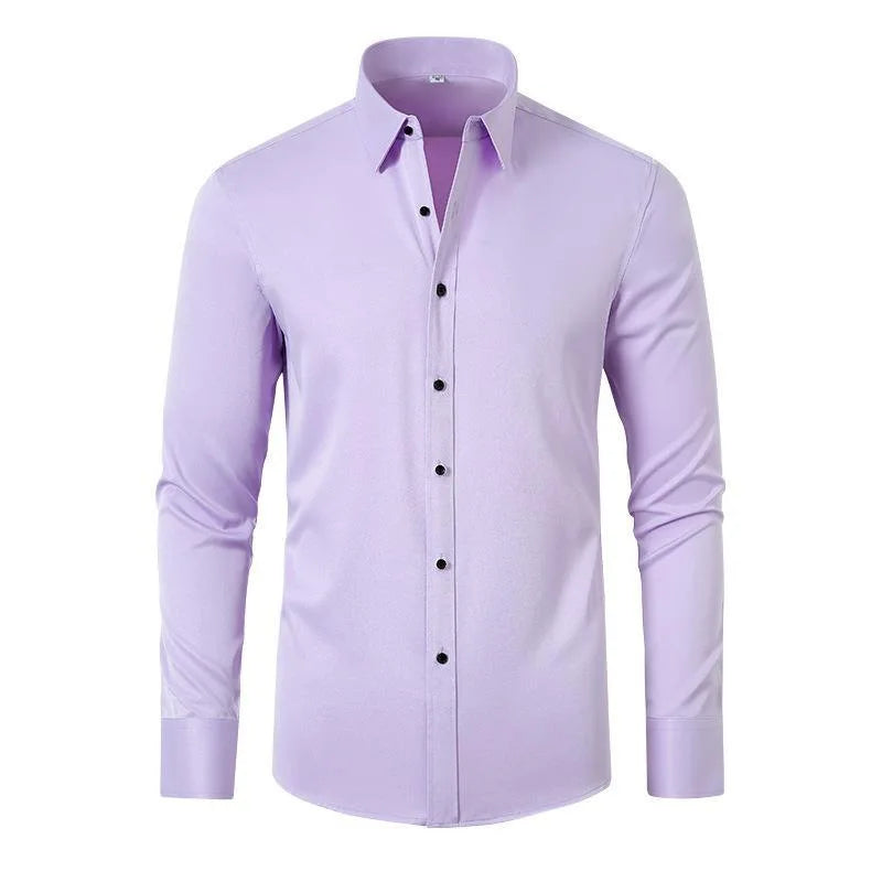 New Anti-Wrinkle Men Shirt Long Sleeves Dress Shirts For Men Slim Fit Camisa Social Business Blouse White Office Shirt S-4XL