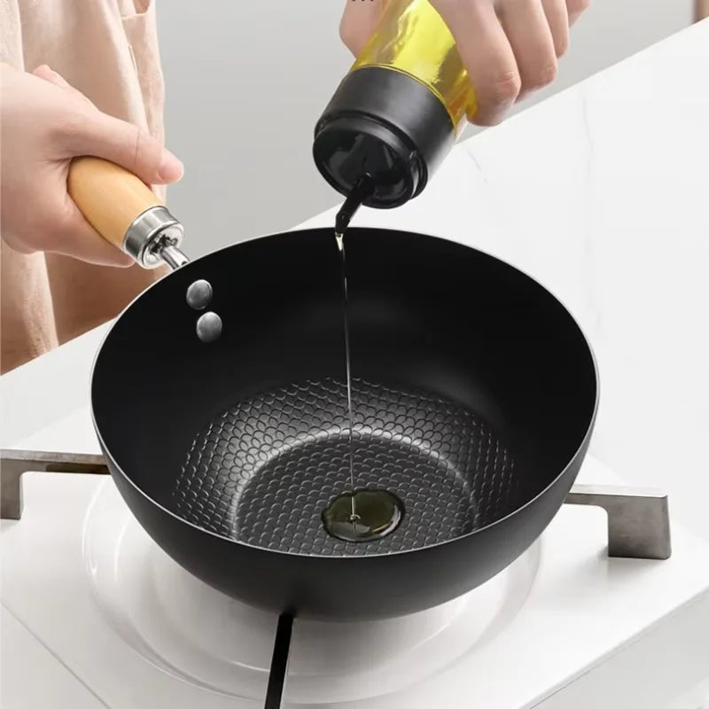 20/24cm Small Wok Household Cast Iron Wok Non-stick Wok Steak Auxiliary Food Pan Gas Stove Induction Cooker Food Frying Kitchen