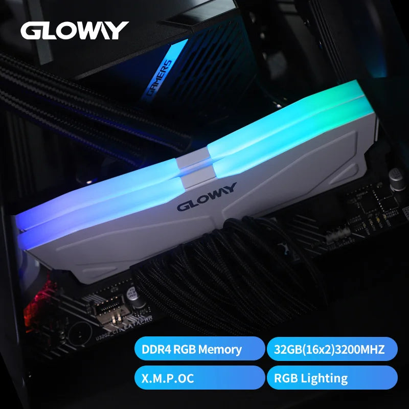 Gloway Memoria RAM 3200mhz 3600mhz RGB DDR4 (8GBX2pcs) Memory DIMM 16GBx2pcs For Computador Desktop