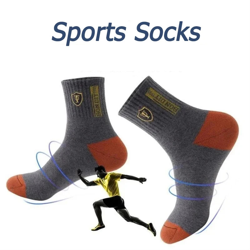 5 Pairs Apring And Fall Mens Sports Socks Summer Leisure Sweat Absorbent Comfortable Thin Breathable Basketball Meias EU 38-47