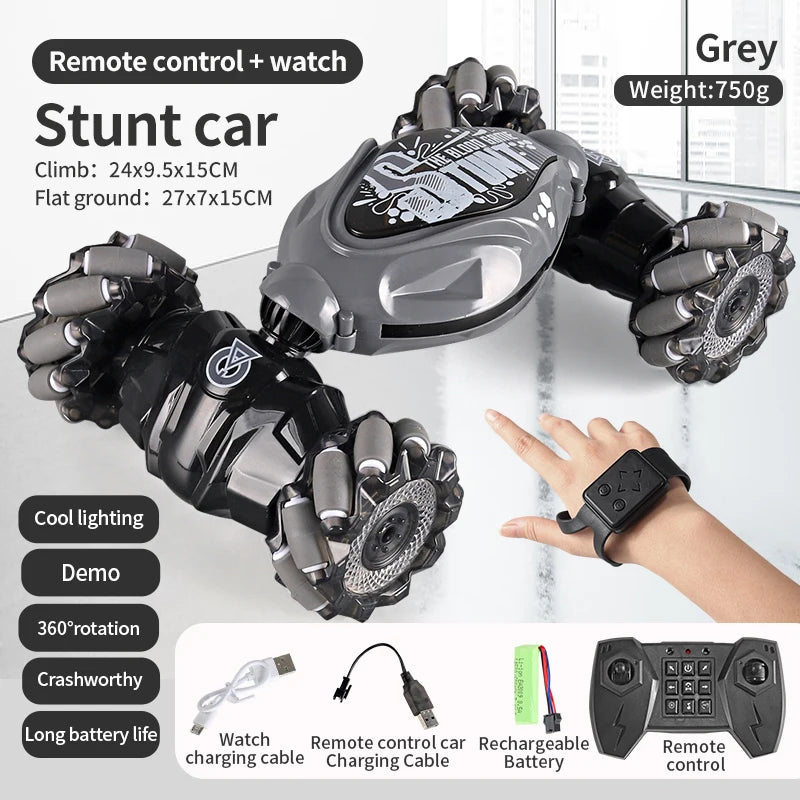 4WD 1:16 Stunt RC Car With LED Light Gesture Induction Deformation Twist Climbing Radio Controlled Car Electronic Toys