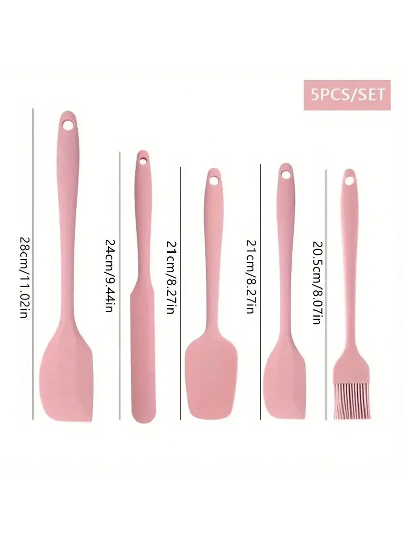 5/6pcs Silicone Spatula for Baking Cake Cream, Heat-resistant Food Grade Cooking Set, Baking and Mixing Kitchen Utensils