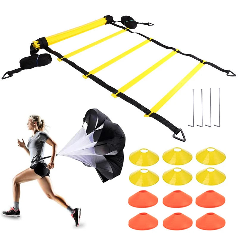 Agility Training Football Soccer Equipment, Fitness Training Disc Cones Ladder Chute Running Umbrella for Speed Balance Footwork