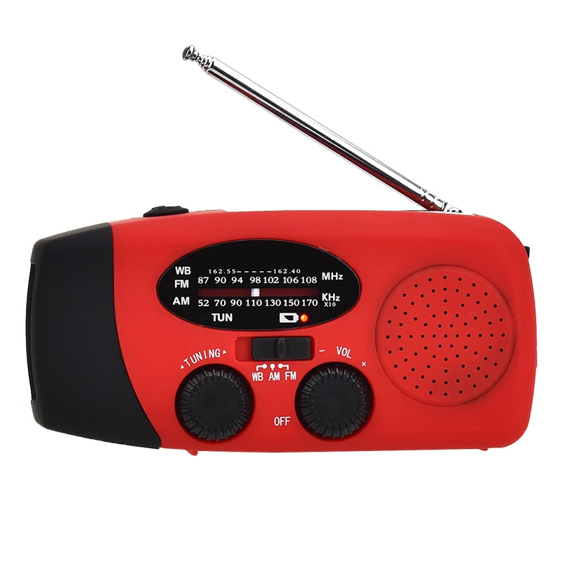 Emergency Solar Hand Crank Solar Radio with LED Flashlight for camp, AM/FM  Portable  Radio 2000mAh power bank Charging light