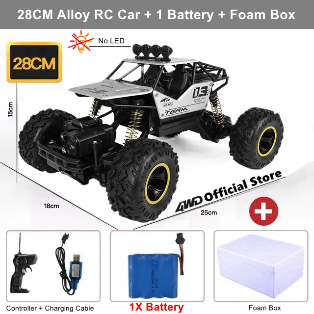 4WD RC Car Off Road 4x4 Remote Control Cars Radio Buggy Truck Racing Drift with Led Lights Toys Gift for Boys Girls Children Kid