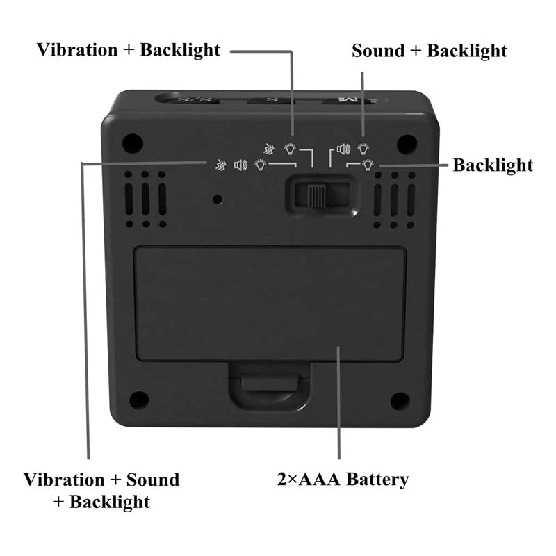 DIY Time Management Pomodoro Timer Creative Square Alarm Clock Vibration Flashing Backlight Timer Reminder For Students