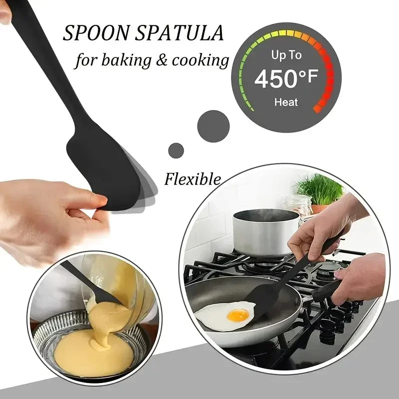 5/6pcs Silicone Spatula for Baking Cake Cream, Heat-resistant Food Grade Cooking Set, Baking and Mixing Kitchen Utensils