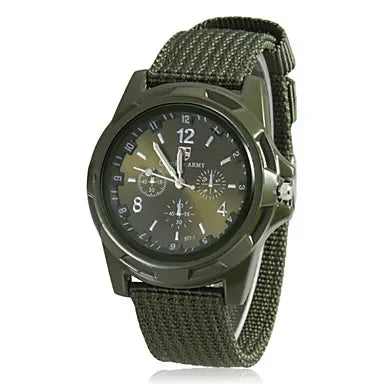 Mens Watch Top Brand Black Green Sports Analog Quartz Wristwatches Nylon Band Fashion Casual Men Clock Relógio Masculino