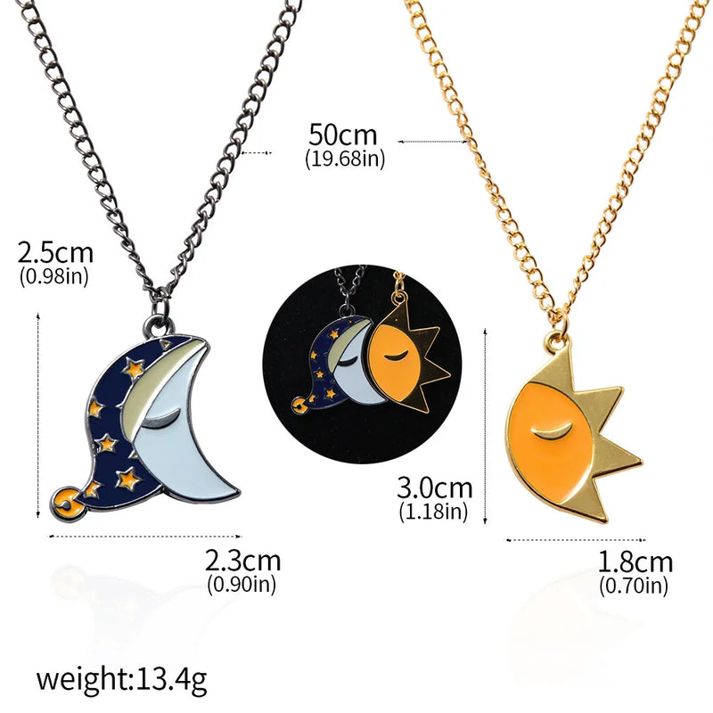 Anime Sun & Moon Friendship Necklace Enamel Fnaf Jewelry -FNAF Costume Gift for Men Women and Fans Kids Girls Boys