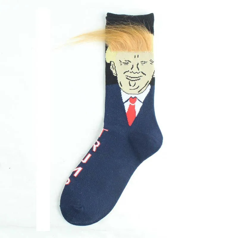 Funny Men President Donald Trump Socks Let's Go Brandon Novelty Cotton Men Meias Crew Hot Hip Hop Sokken American USA Jacquard