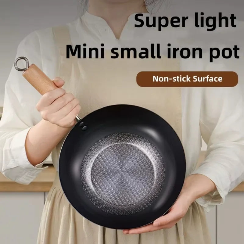 20/24cm Small Wok Household Cast Iron Wok Non-stick Wok Steak Auxiliary Food Pan Gas Stove Induction Cooker Food Frying Kitchen