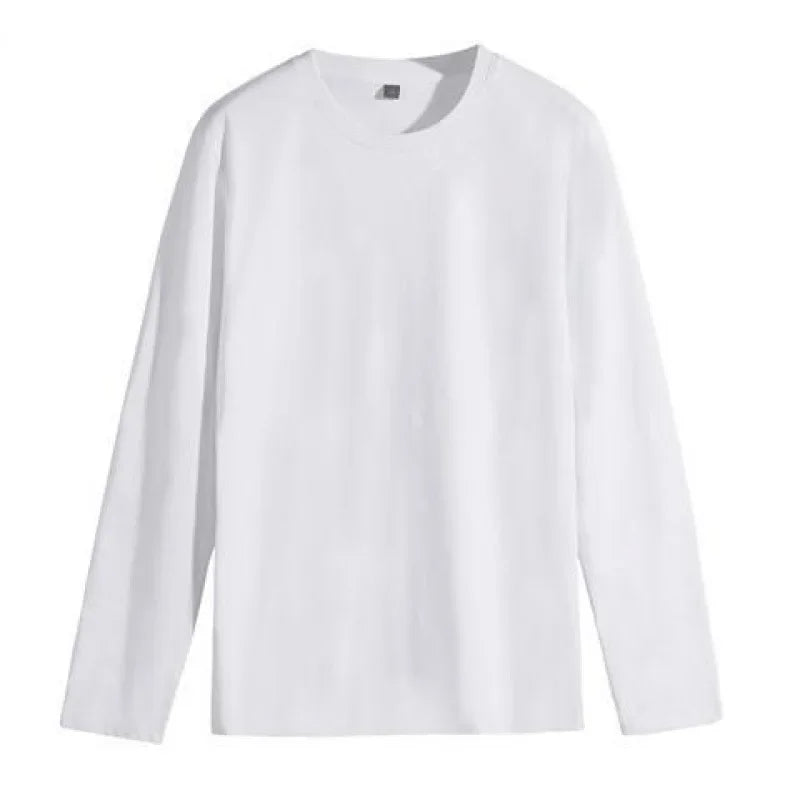 Inner Layer Xinjiang Cotton Long Sleeve T-shirt Men's White Black Monochrome Base Layer Top Layered Autumn Clothes