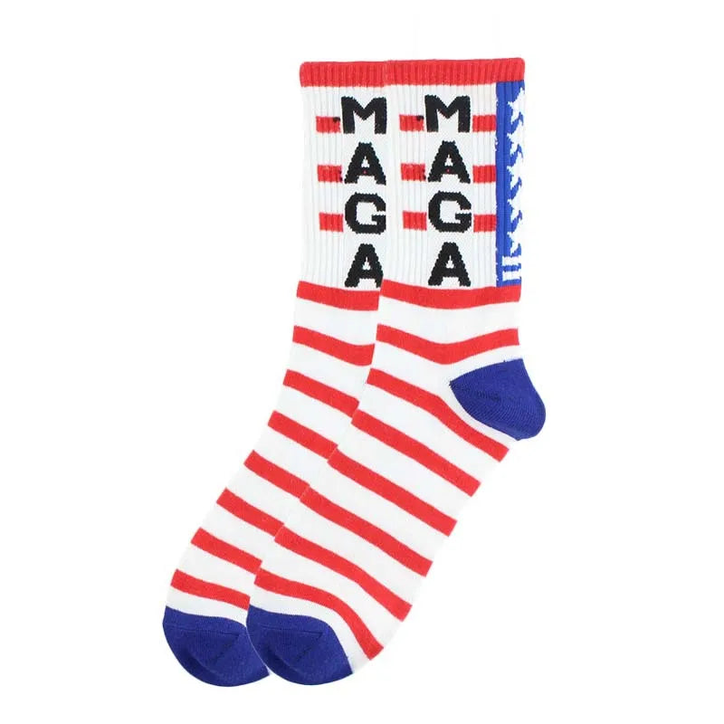 Funny Men President Donald Trump Socks Let's Go Brandon Novelty Cotton Men Meias Crew Hot Hip Hop Sokken American USA Jacquard