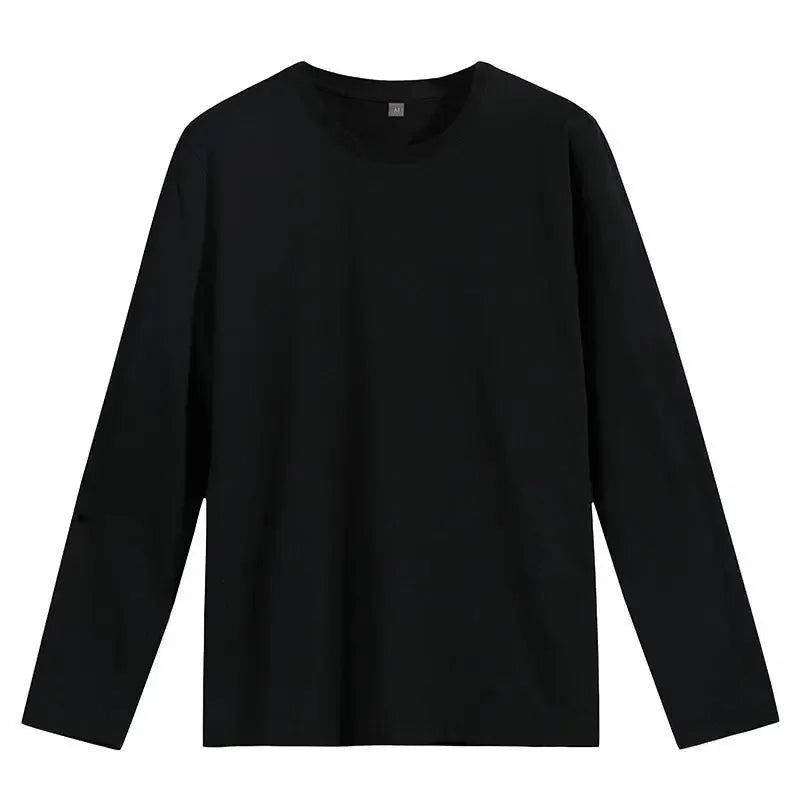 Inner Layer Xinjiang Cotton Long Sleeve T-shirt Men's White Black Monochrome Base Layer Top Layered Autumn Clothes