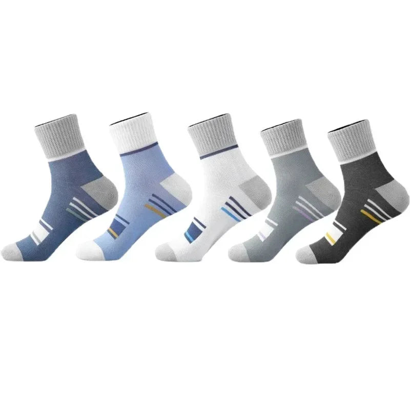 Men's Pure Cotton Socks Spring Striped Casual Socks Men's Anti-odor Antibacterial Business Socks High Quality Sports Sock Meias