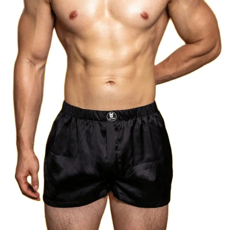 Men's Silk Smooth Sexy Boxers Underwear Low-Rise Lingerie Hot Cueca Masculino Inner Wear Underpants Stretch Loose Fit Sleepwear