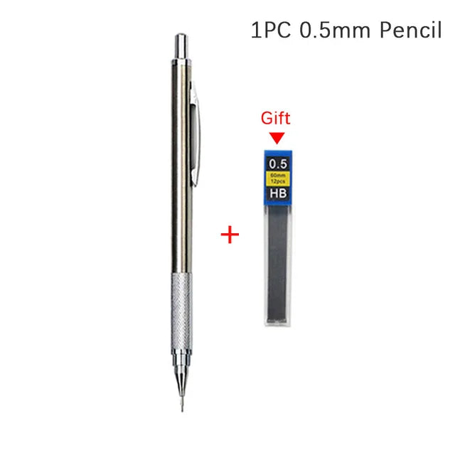 0.5 0.7 0.9 1.3 2.0mm Mechanical Pencil Set Full Metal Art Drawing Painting Automatic Pencil with Leads Office School Supply