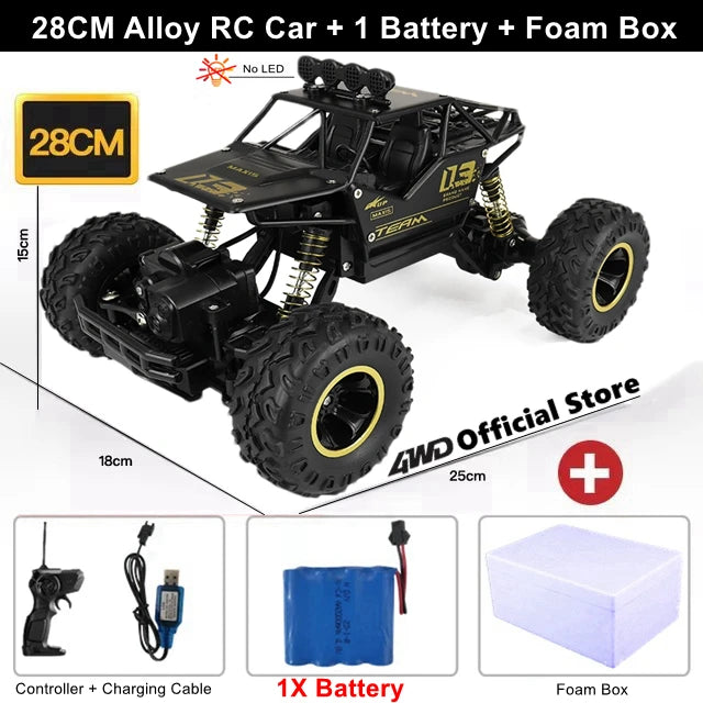 4WD RC Car Off Road 4x4 Remote Control Cars Radio Buggy Truck Racing Drift with Led Lights Toys Gift for Boys Girls Children Kid