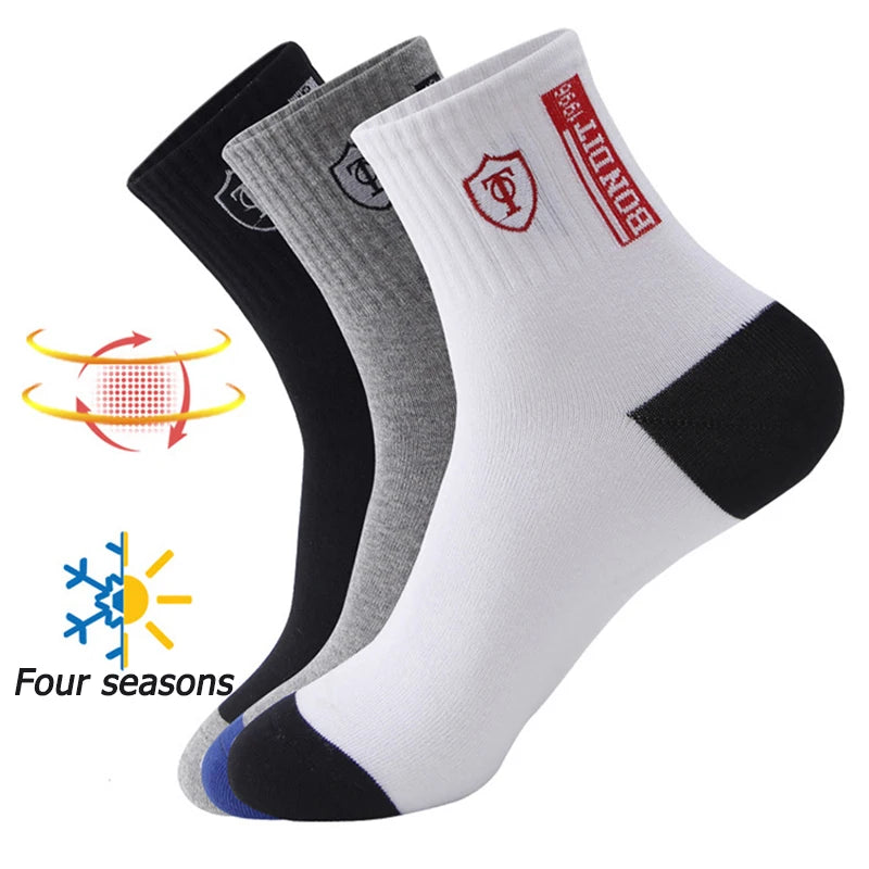 5 Pairs Apring And Fall Mens Sports Socks Summer Leisure Sweat Absorbent Comfortable Thin Breathable Basketball Meias EU 38-47