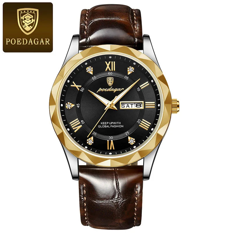 POEDAGAR Brand Business Luxury Watch Men Sport Waterproof Luminous Quartz Man Watch Steel Strap 2023 Calendar Clock Male Relógio