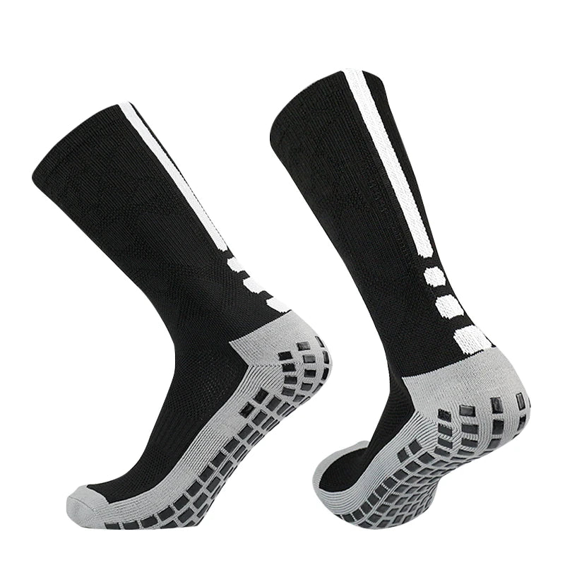 New honeycomb patterned heel striped football socks Sports non-slip square silicone grip soccer socks calcetines hombre futebol