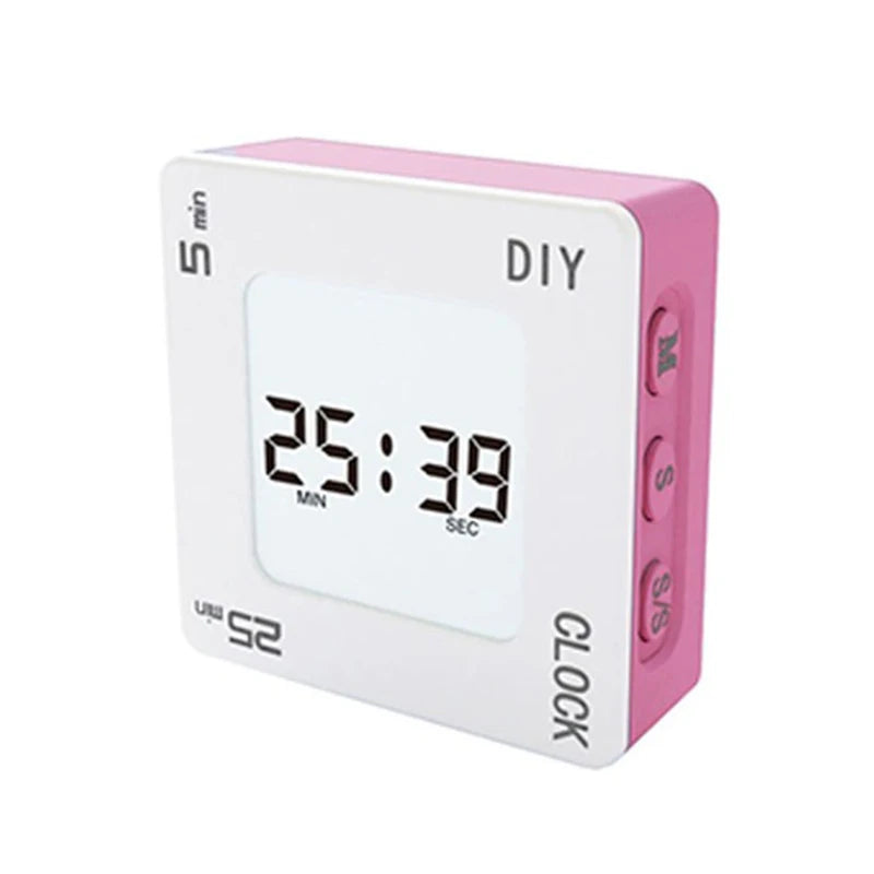 DIY Time Management Pomodoro Timer Creative Square Alarm Clock Vibration Flashing Backlight Timer Reminder For Students