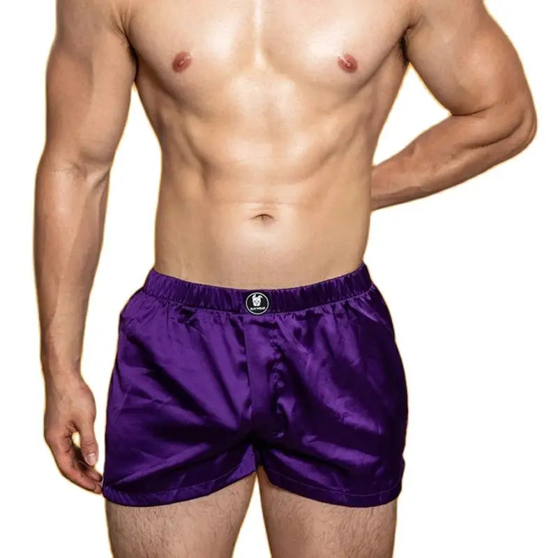 Men's Silk Smooth Sexy Boxers Underwear Low-Rise Lingerie Hot Cueca Masculino Inner Wear Underpants Stretch Loose Fit Sleepwear