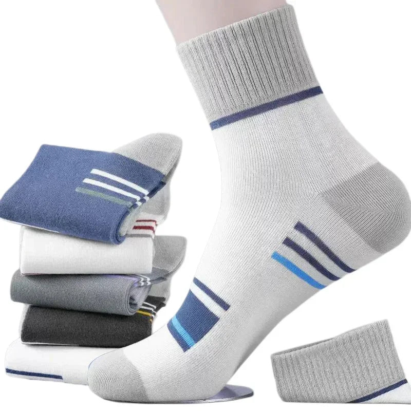 Men's Pure Cotton Socks Spring Striped Casual Socks Men's Anti-odor Antibacterial Business Socks High Quality Sports Sock Meias