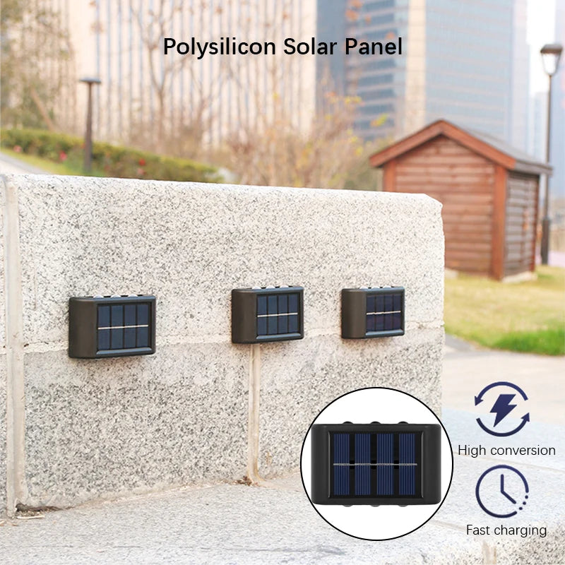 6LED Solar Lights, Outdoor Atmosphere Wall Lamp,Up And Down Light Control for Garden Yard Street Balcony Terrace Camping Decor