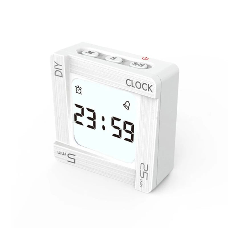 DIY Time Management Pomodoro Timer Creative Square Alarm Clock Vibration Flashing Backlight Timer Reminder For Students