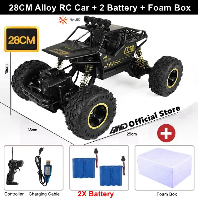 4WD RC Car Off Road 4x4 Remote Control Cars Radio Buggy Truck Racing Drift with Led Lights Toys Gift for Boys Girls Children Kid