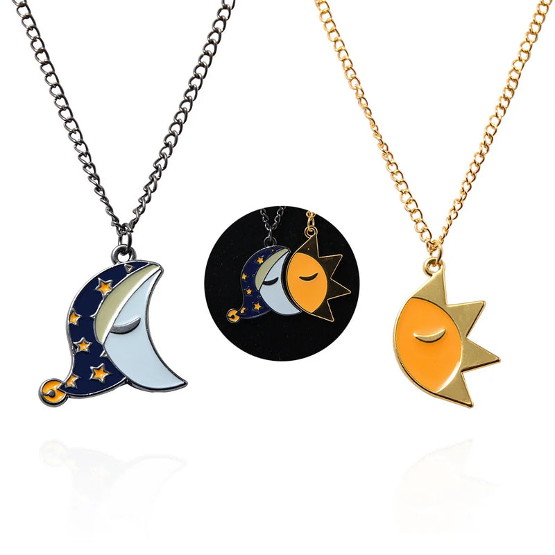 Anime Sun & Moon Friendship Necklace Enamel Fnaf Jewelry -FNAF Costume Gift for Men Women and Fans Kids Girls Boys