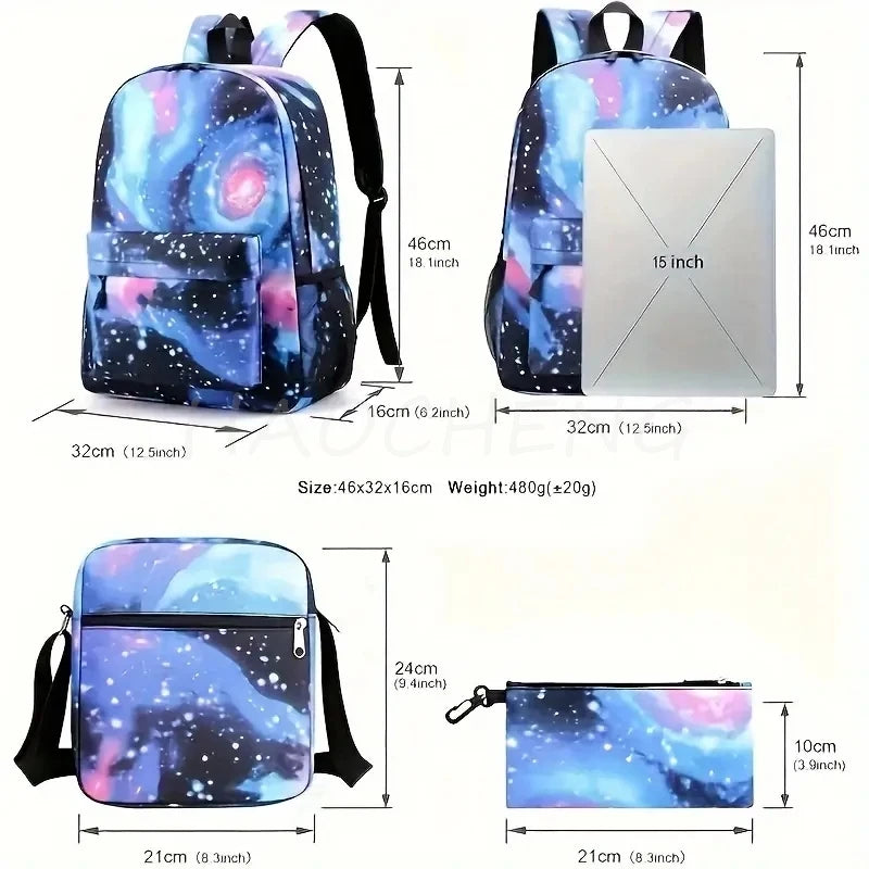 3Pcs Sets Boys Girl Football CR7 School Backpack School Bags Travel Bags Laptop Zipper Rucksack New Mochila For Students Bags