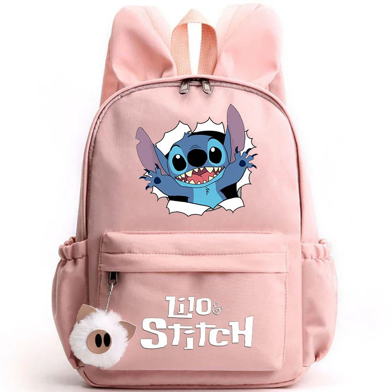 Cute Lilo Stitch Backpack for Girl Boy Student Teenager Rucksack Women Casual School Bags Travel Rabbit Ears Mochila