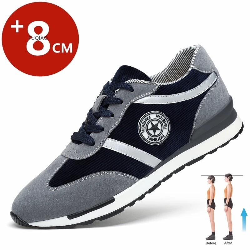 Man Height Increasing Sport Shoes Elevator Shoes Insole 8cm Fashion Casual Sneakers Taller Men Comfortable Breathable Lift Shoes