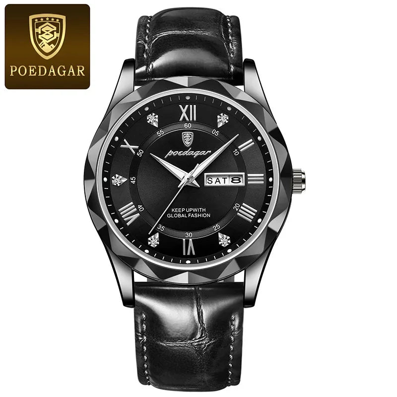 POEDAGAR Brand Business Luxury Watch Men Sport Waterproof Luminous Quartz Man Watch Steel Strap 2023 Calendar Clock Male Relógio