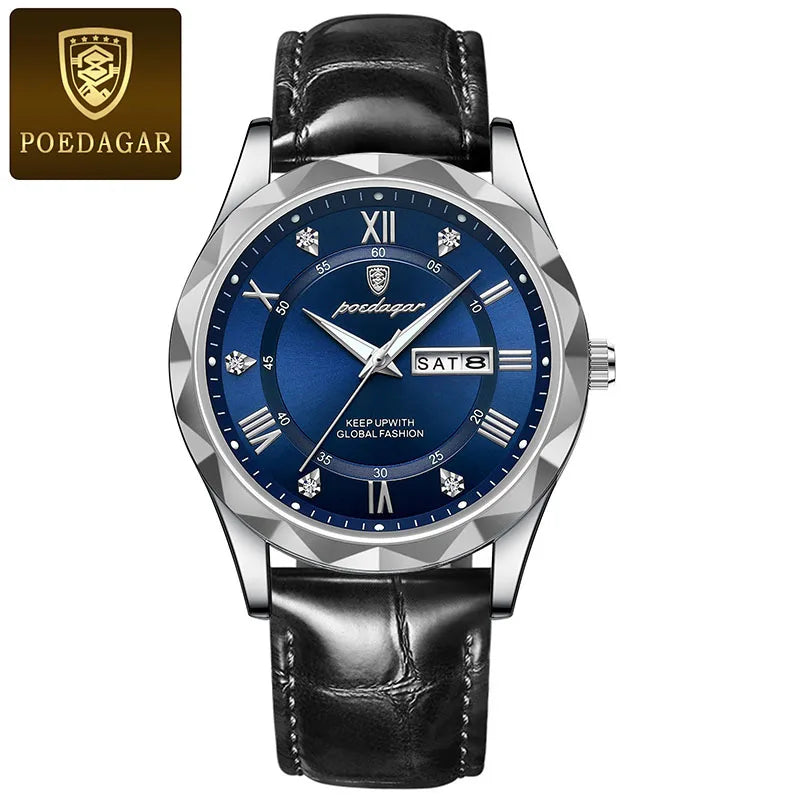 POEDAGAR Brand Business Luxury Watch Men Sport Waterproof Luminous Quartz Man Watch Steel Strap 2023 Calendar Clock Male Relógio