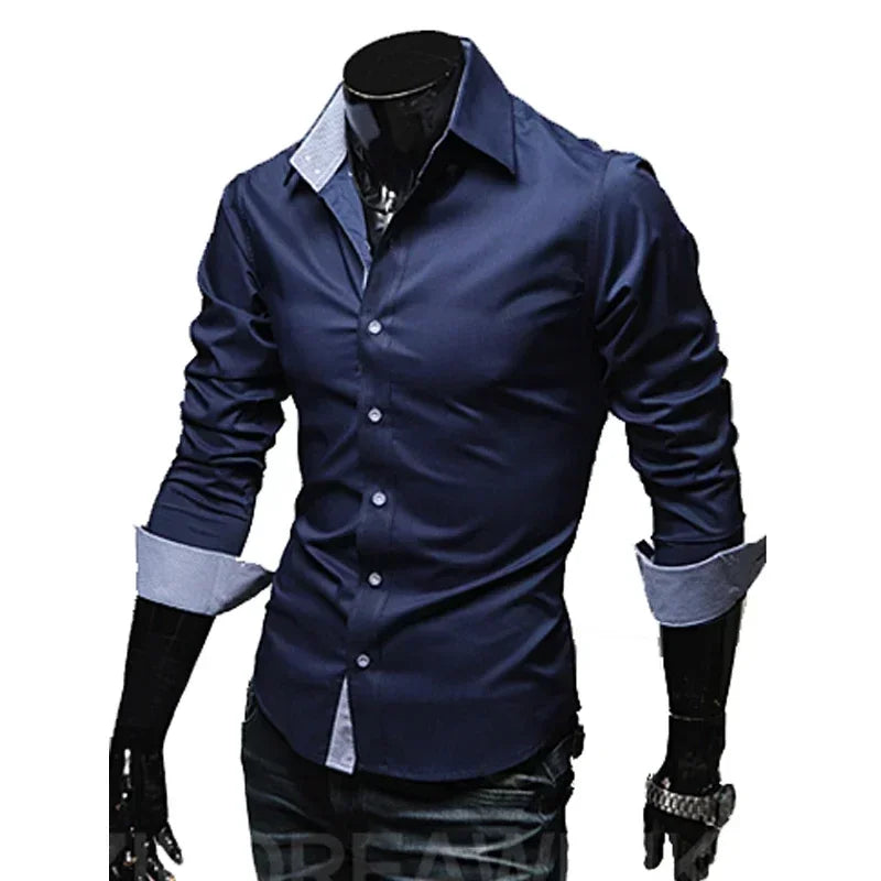 Summer Shirts for Men 2024 CasualLong Sleeved Shirts Business Slim Fit Male Black White Social Shirts Camisa Masculina Tops