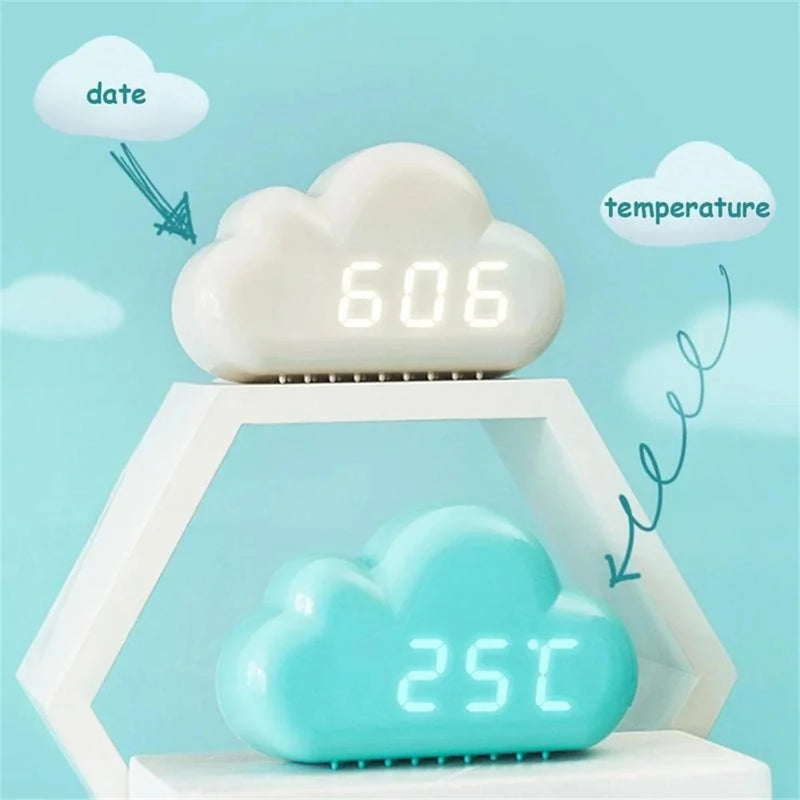 Cloud Alarm Clock Kids Light Led Table Voice Control Wake Powered Up Digital Desktop Clock USB Despertador Electronic Clock