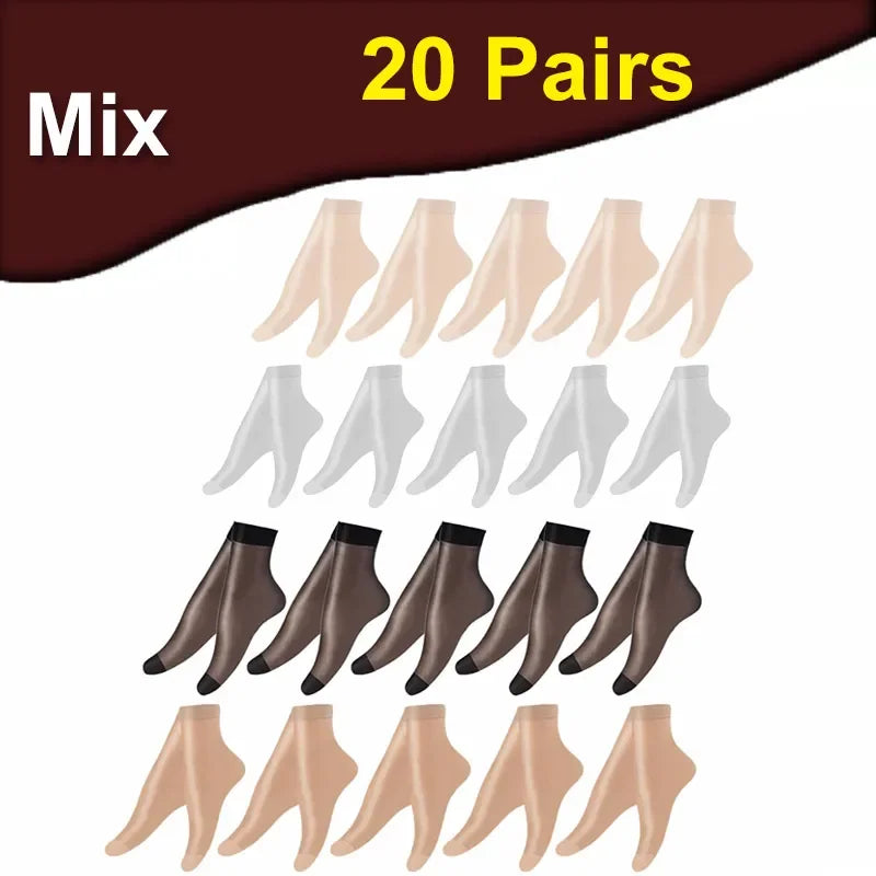 1-30Pairs Transparent Summer Socks Ultrathin Women Nylon Ladies Female Short Ankle Meias Elastic Crystal Spring Silk Sox