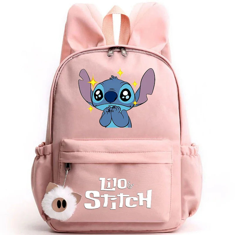 Cute Lilo Stitch Backpack for Girl Boy Student Teenager Rucksack Women Casual School Bags Travel Rabbit Ears Mochila