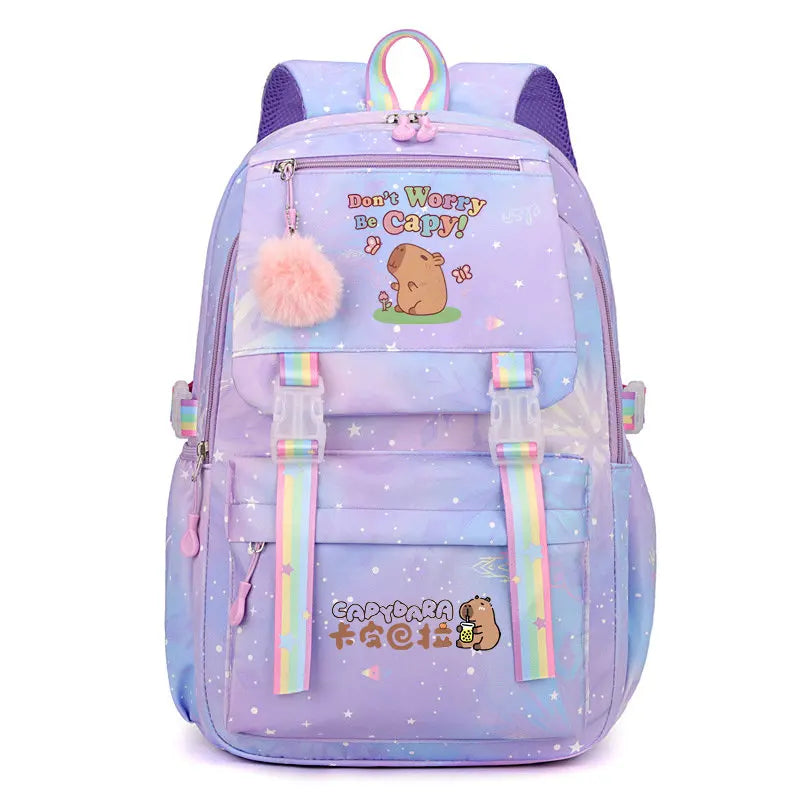 Mochila Capybara Girls School Backpack Cute Cartoon Print Kids Backpacks Boys Girls Schoolbags Children School Backpack